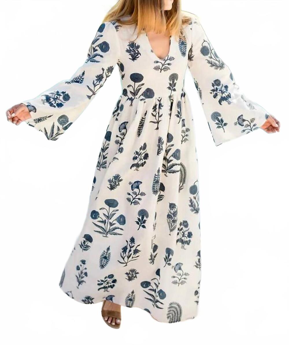 NEW MAISON MARIGOLD lugano maxi dress in blue botanical